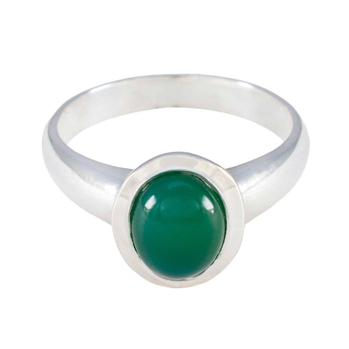 Green Onyx Solitaire Egyptian Silver Green Gemstone Classic Glamorous Ring Jewellery
