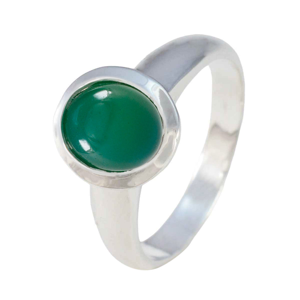 Green Onyx Solitaire Egyptian Silver Green Gemstone Classic Glamorous Ring Jewellery