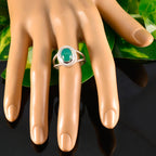 Green Onyx Solitaire Australian 925 Silver Green Gemstones Classic Rope Wire Ring Jewelry
