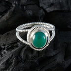 Green Onyx Solitaire Australian 925 Silver Green Gemstones Classic Rope Wire Ring Jewelry