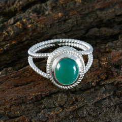 Green Onyx Solitaire Australian 925 Silver Green Gemstones Classic Rope Wire Ring Jewelry