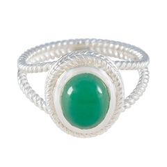 Green Onyx Solitaire Australian 925 Silver Green Gemstones Classic Rope Wire Ring Jewelry