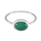 Green Onyx Solitaire Korean Silver Green Gemstones Elegant  Graceful Ring Jewelry