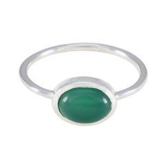 Green Onyx Solitaire Korean Silver Green Gemstones Elegant  Graceful Ring Jewelry