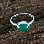 Green Onyx Solitaire Korean 925 Silver Green Gemstone Dainty Modern Ring Jewellery