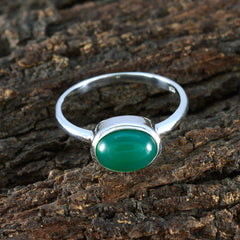 Green Onyx Solitaire Korean 925 Silver Green Gemstone Dainty Modern Ring Jewellery