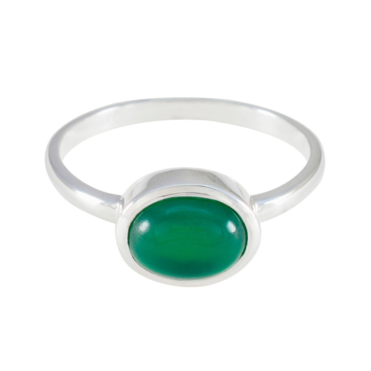 Green Onyx Solitaire Korean 925 Silver Green Gemstone Dainty Modern Ring Jewellery Главное изображение товара
