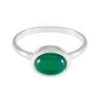 Green Onyx Solitaire Korean 925 Silver Green Gemstone Dainty Modern Ring Jewellery