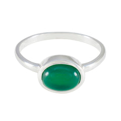Green Onyx Solitaire Korean 925 Silver Green Gemstone Dainty Modern Ring Jewellery