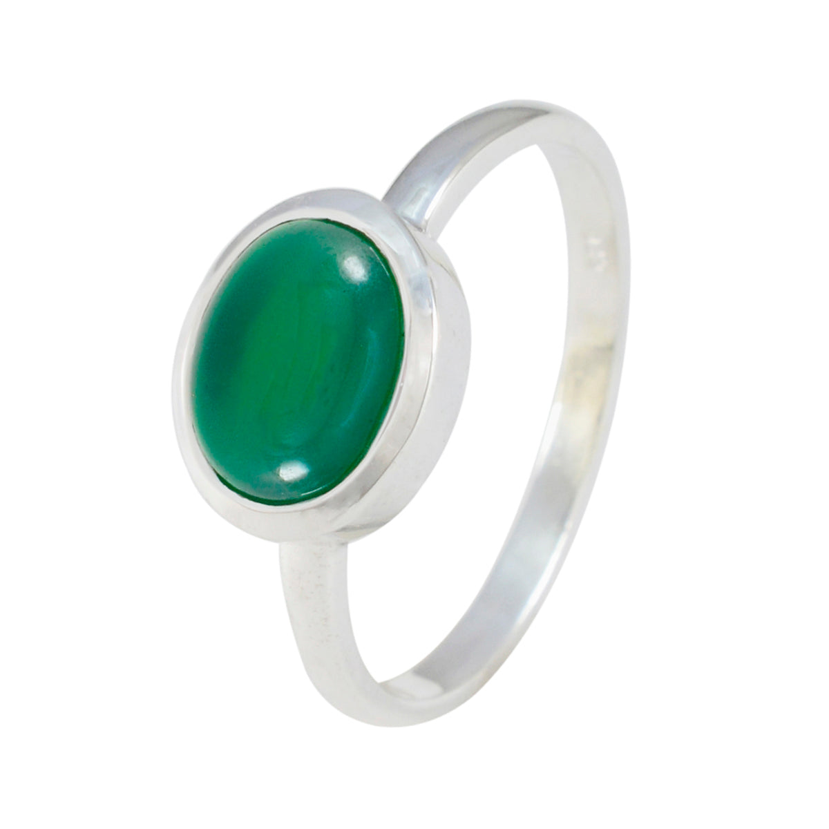 Green Onyx Solitaire Korean 925 Silver Green Gemstone Dainty Modern Ring Jewellery