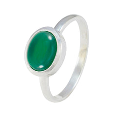 Green Onyx Solitaire Korean 925 Silver Green Gemstone Dainty Modern Ring Jewellery