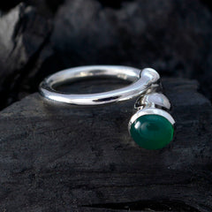 Green Onyx Solitaire French 925 Silver Green Gemstones Eye catching Romantic Ring Jewelry