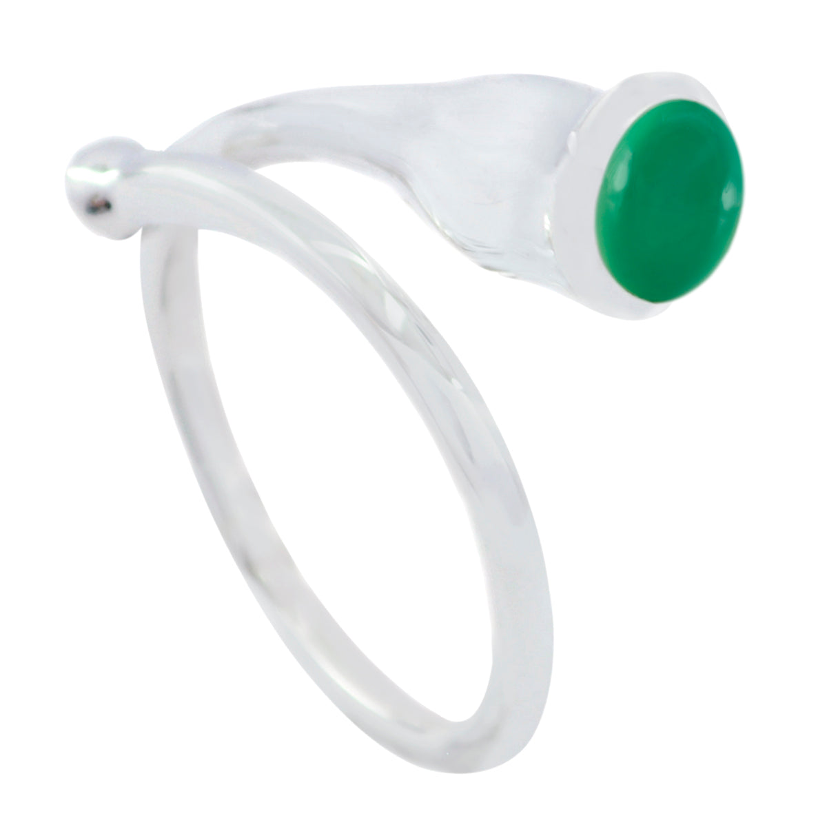Green Onyx Solitaire French 925 Silver Green Gemstones Eye catching Romantic Ring Jewelry Immagine principale del prodotto