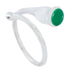 Green Onyx Solitaire French 925 Silver Green Gemstones Eye catching Romantic Ring Jewelry