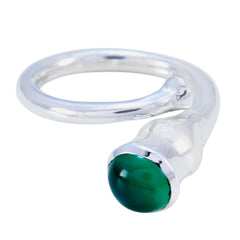 Green Onyx Solitaire French 925 Silver Green Gemstones Eye catching Romantic Ring Jewelry