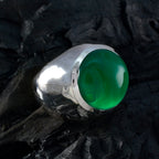 Green Onyx Solitaire Spanish 925 Sterling Silver Green Gems Chunky Armor Ring Jewellery