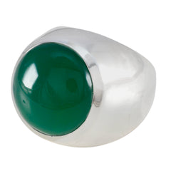 Green Onyx Solitaire Spanish 925 Sterling Silver Green Gems Chunky Armor Ring Jewellery