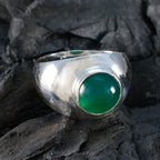 Green Onyx Solitaire Russian 92.5 Silver Green Gems Eye catching Feminine Ring Jewelry