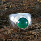 Green Onyx Solitaire Russian 92.5 Silver Green Gems Eye catching Feminine Ring Jewelry