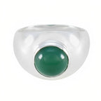 Green Onyx Solitaire Russian 92.5 Silver Green Gems Eye catching Feminine Ring Jewelry