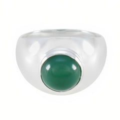 Green Onyx Solitaire Russian 92.5 Silver Green Gems Eye catching Feminine Ring Jewelry