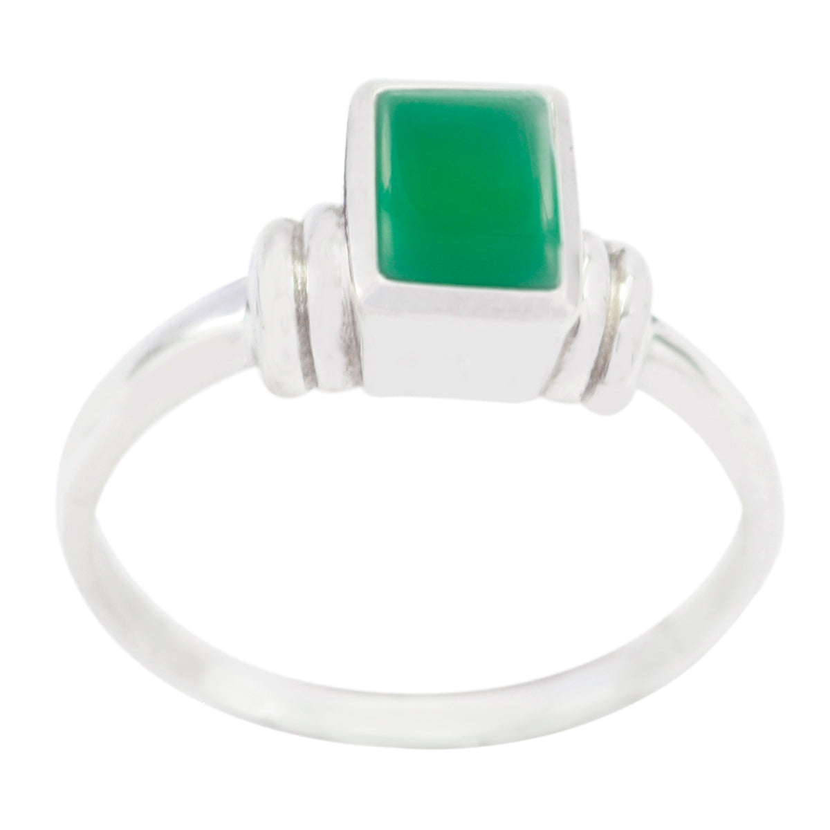 Green Onyx Solitaire Japanese 92.5 Silver Green Gemstone Dainty Artisan Ring Jewellery Image principale du produit