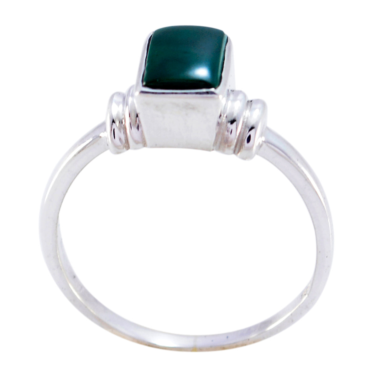 Bague artisanale délicate en argent 92,5 avec solitaire en onyx vert japonais et pierre précieuse verte Image secondaire du produit