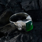 Green Onyx Solitaire Russian 925 Sterling Silver Green Gems Versatile Trendy Ring Jewelry