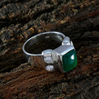Green Onyx Solitaire Russian 925 Sterling Silver Green Gems Versatile Trendy Ring Jewelry