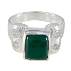 Green Onyx Solitaire Russian 925 Sterling Silver Green Gems Versatile Trendy Ring Jewelry