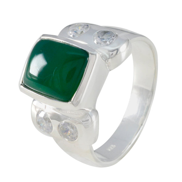 Green Onyx Solitaire Russian 925 Sterling Silver Green Gems Versatile Trendy Ring Jewelry