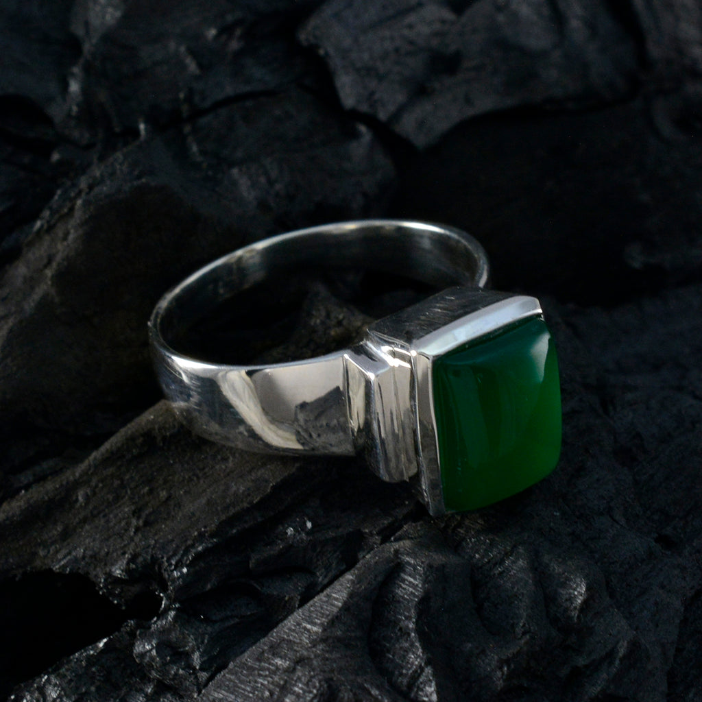 Green Onyx Solitaire Moroccan 925 Sterling Silver Green Gems Mid weight Artisan Ring Jewellery