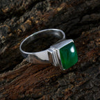 Green Onyx Solitaire Moroccan 925 Sterling Silver Green Gems Mid weight Artisan Ring Jewellery