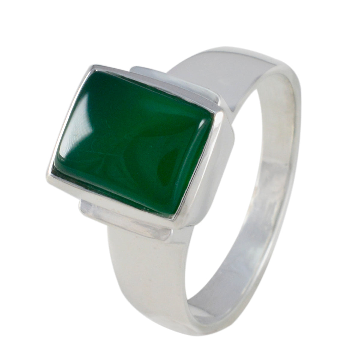 Green Onyx Solitaire Moroccan 925 Sterling Silver Green Gems Mid weight Artisan Ring Jewellery