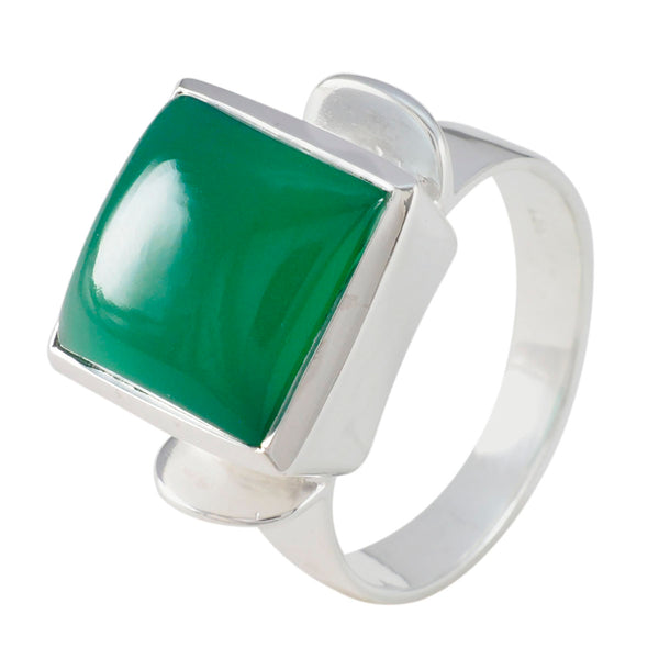 Green Onyx Solitaire French Sterling Silver Green Gemstones Essential  Modern Ring Jewellery