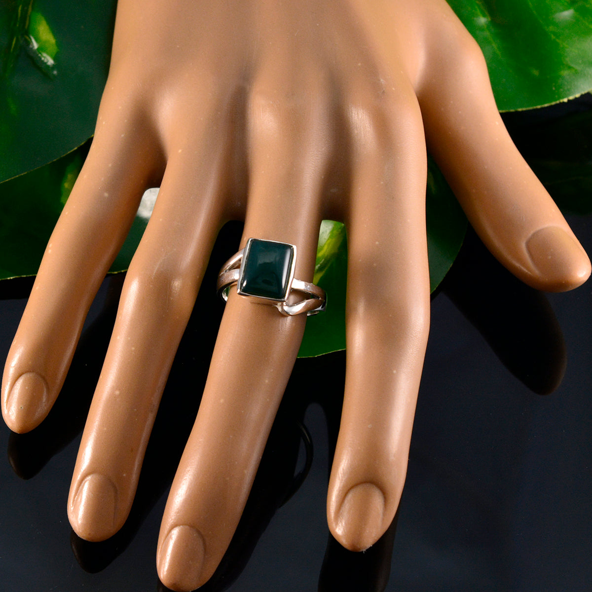 Green Onyx Solitaire Moroccan 925 Sterling Silver Green Gemstone Minimal Cultural Ring Jewellery