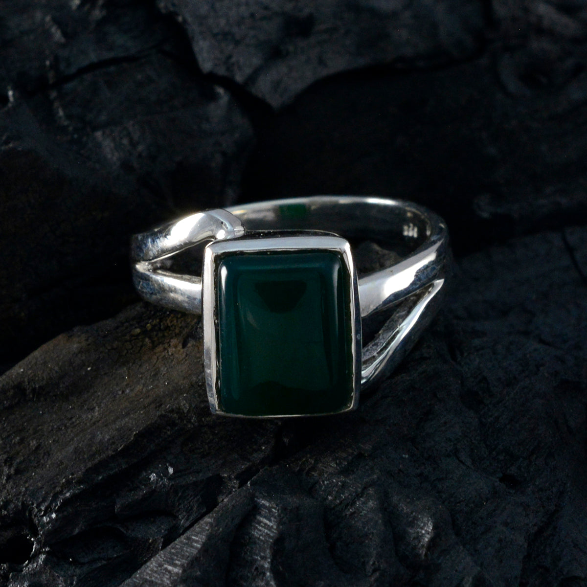 Grüner Onyx Solitär Marokkanischer 925 Sterling Silber Grüner Edelstein Minimal Kultureller Ring Schmuck