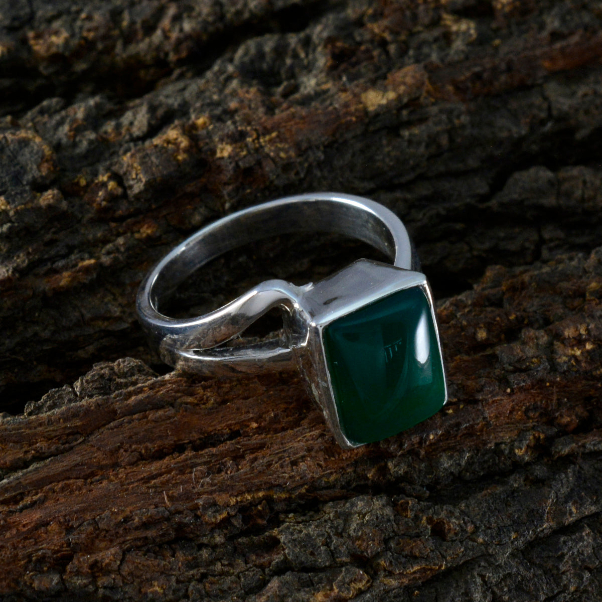 Green Onyx Solitaire Moroccan 925 Sterling Silver Green Gemstone Minimal Cultural Ring Jewellery