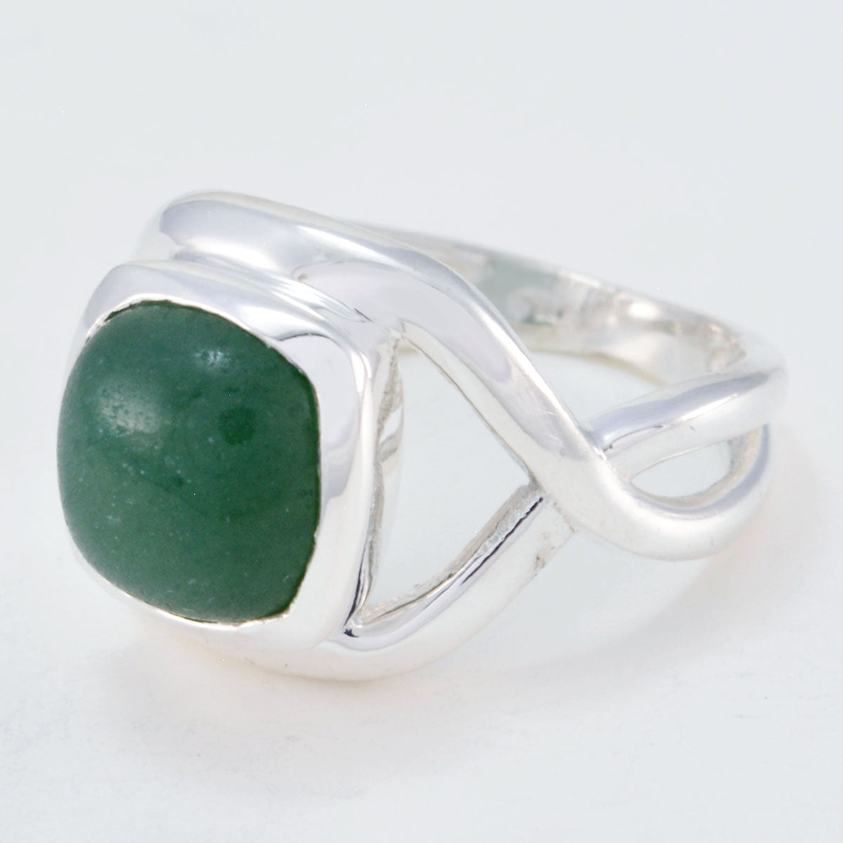 Green Onyx Solitaire Indian 92.5 Silver Green Gems Minimal Modern Ring Jewellery