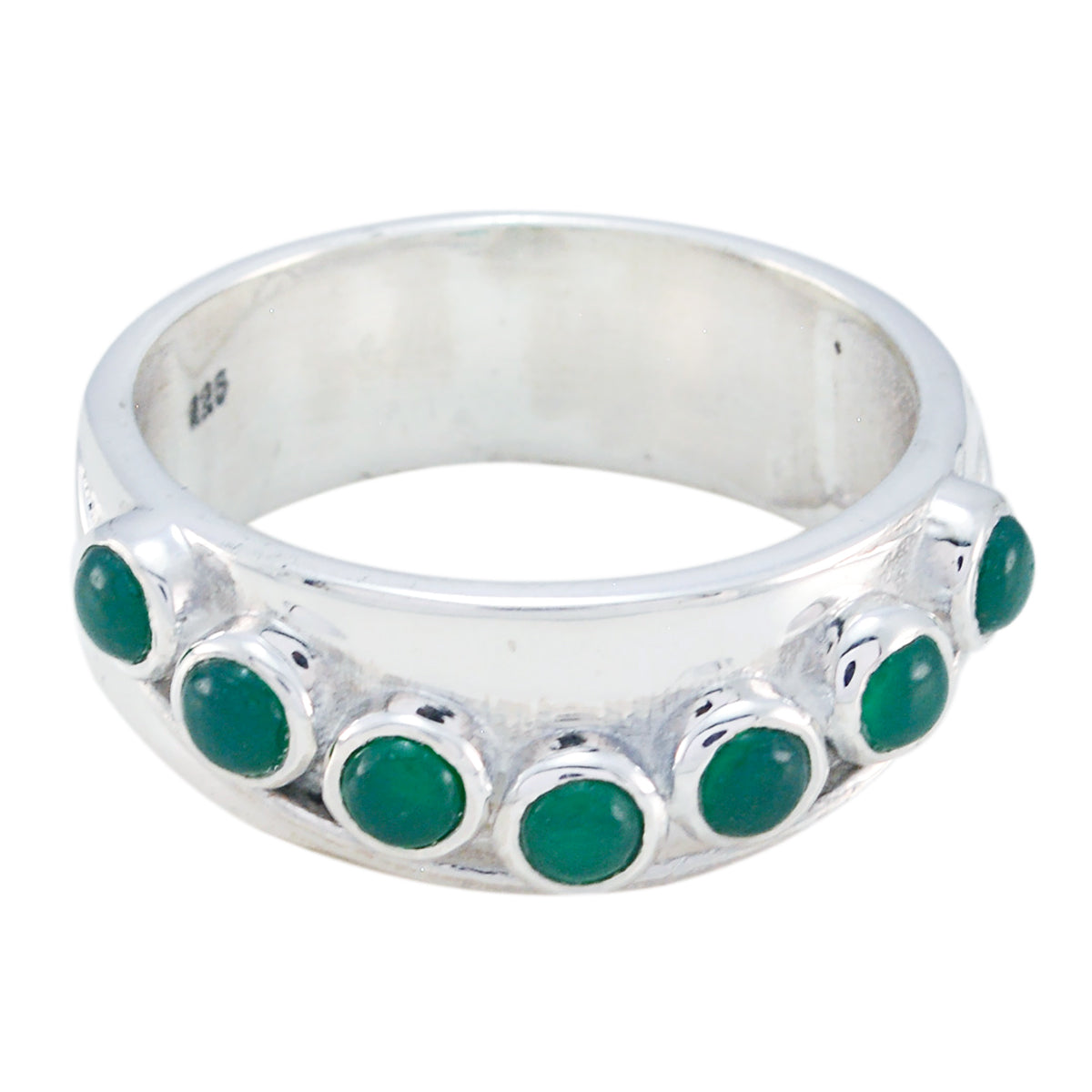 Green Onyx Hepta Moroccan 925 Sterling Silver Green Gemstone Eye catching Eternity Band Jewellery