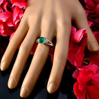 Green Onyx Halo Korean 925 Silver Green Gemstone Dainty Artisan Ring Jewelry