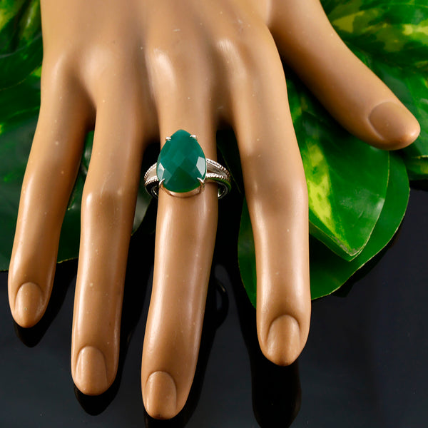 Green Onyx Solitaire Russian 925 Sterling Silver Green Gemstones Eye catching Fairytale Ring Jewellery