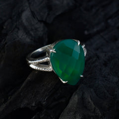 Green Onyx Solitaire Russian 925 Sterling Silver Green Gemstones Eye catching Fairytale Ring Jewellery