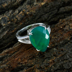 Green Onyx Solitaire Russian 925 Sterling Silver Green Gemstones Eye catching Fairytale Ring Jewellery