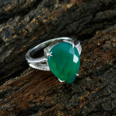 Green Onyx Solitaire Russian 925 Sterling Silver Green Gemstones Eye catching Fairytale Ring Jewellery