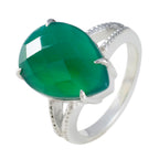 Green Onyx Solitaire Russian 925 Sterling Silver Green Gemstones Eye catching Fairytale Ring Jewellery