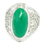 Green Onyx Solitaire Spanish 925 Sterling Silver Green Gemstone Mid weight Filigree Ring Jewellery