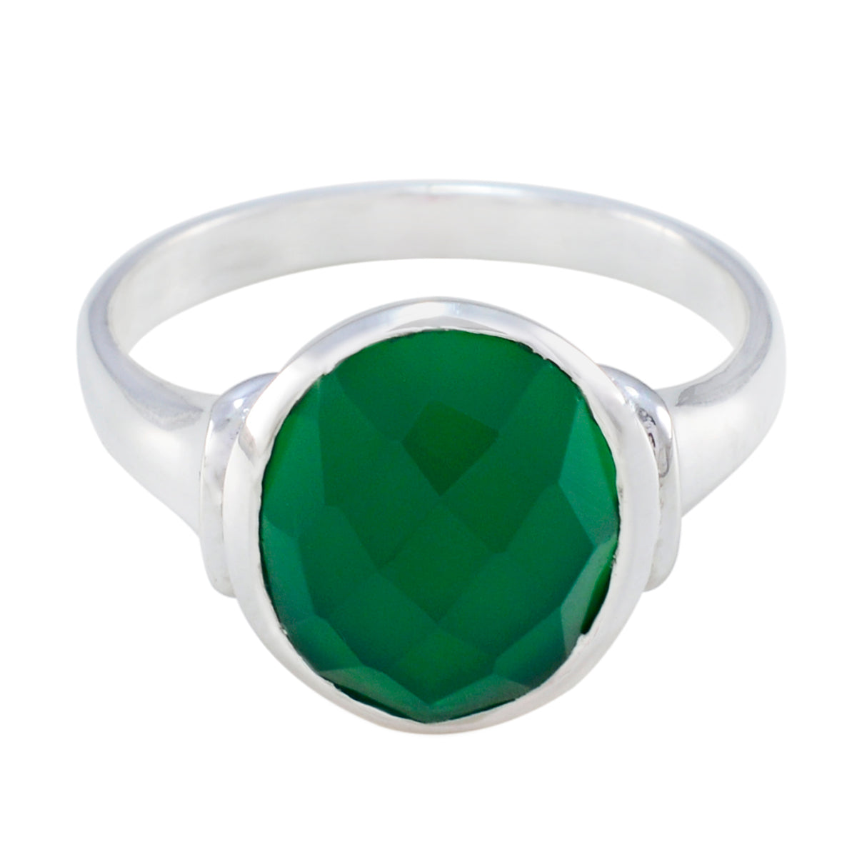Green Onyx Solitaire Indian 925 Silver Green Gemstone Minimal Traditional Ring Jewellery