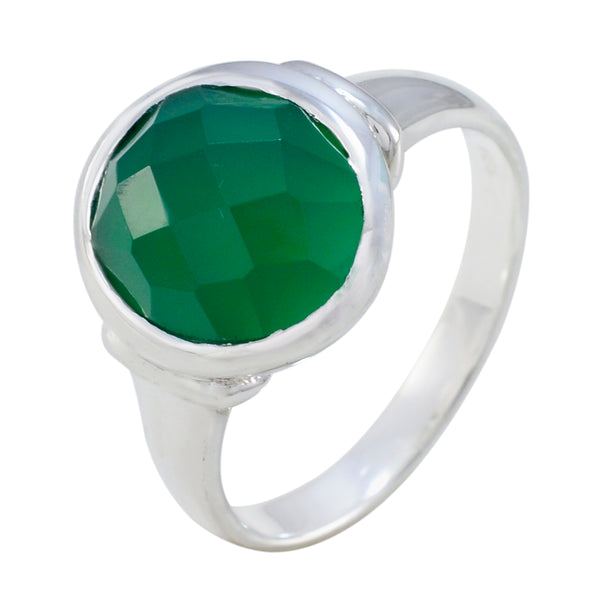Green Onyx Solitaire Indian 925 Silver Green Gemstone Minimal Traditional Ring Jewellery