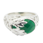 Green Onyx Solitaire Indian Sterling Silver Green Gemstone Essential  Leafy Ring Jewellery